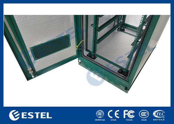 19' Rack Outdoor Telecom Cabinet Colore verde con aria condizionata e ventilatore da 500W